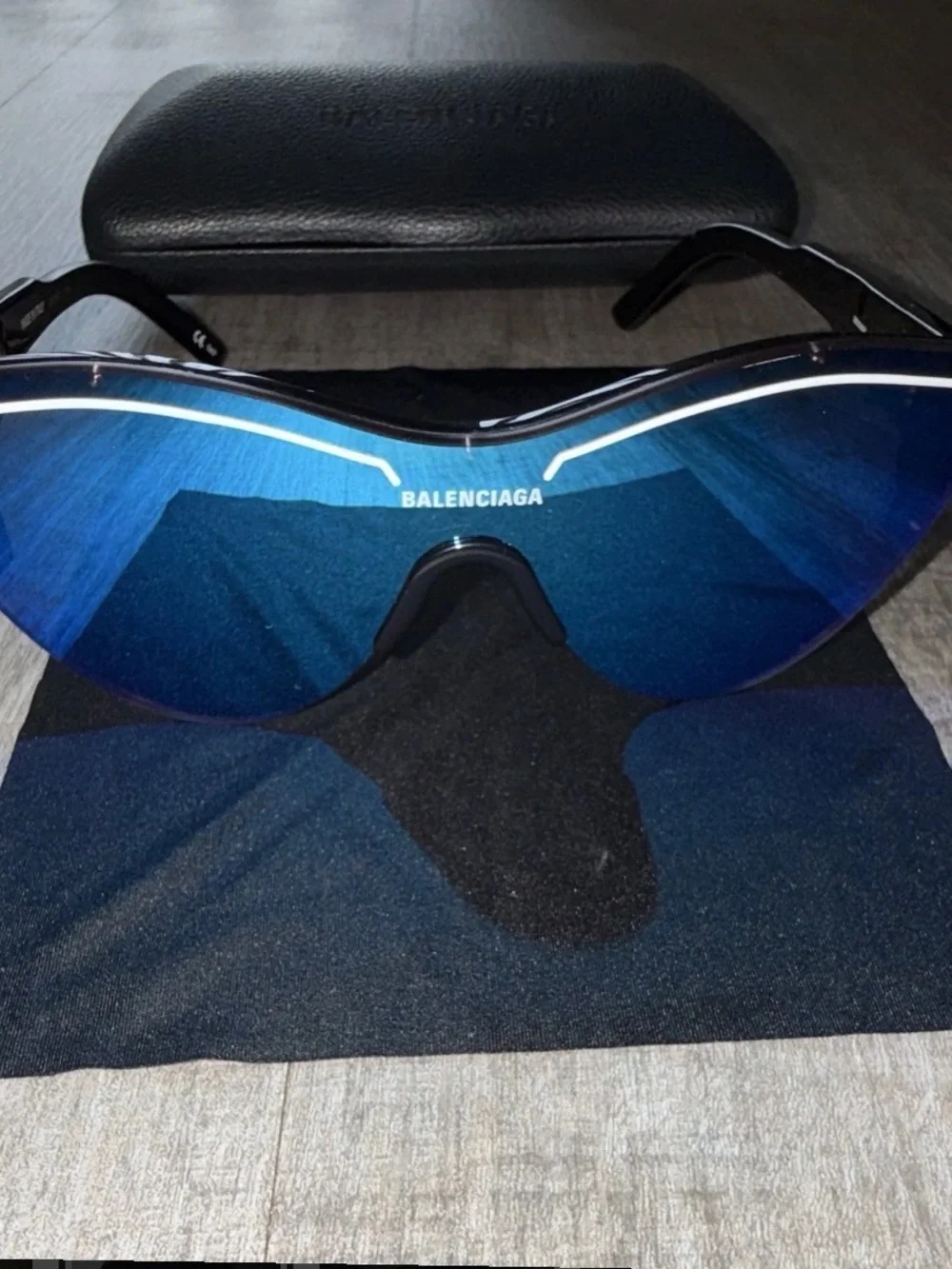 Authentic Balenciaga Shield Sunglasses in Blue and Black